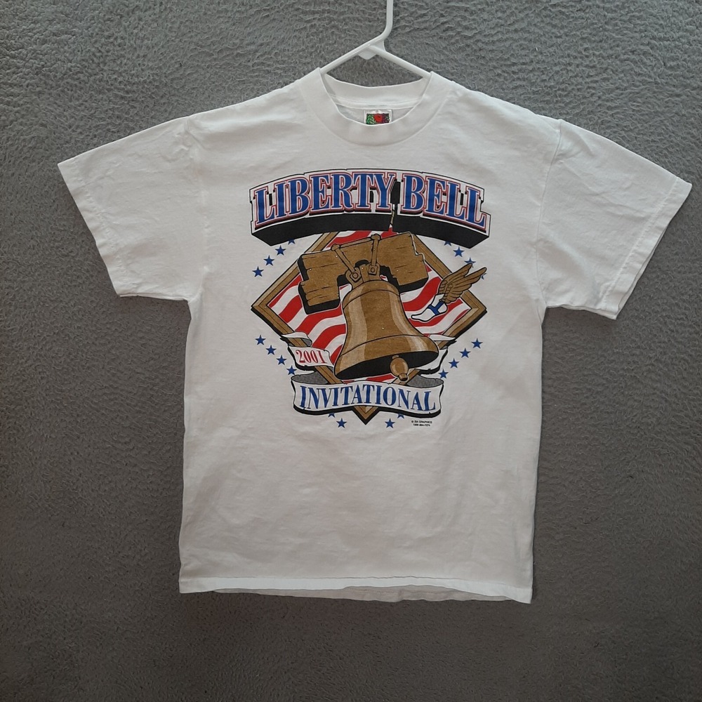 Vintage Fruit Of‎ The Loom Shirt Adult Medium White Patriotic USA America Y2K